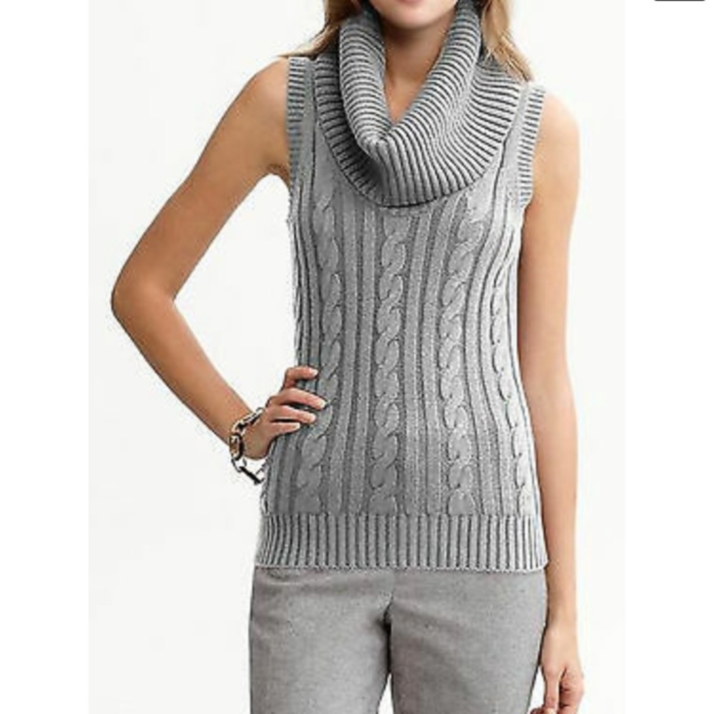 Banana Republic Cowl Neck, Cable Knit Sweater Vest